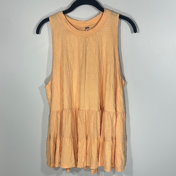 Free People Right on Time Tunic in Apricot Tiered Tank Top High Neckline orange - Picture 1 of 6
